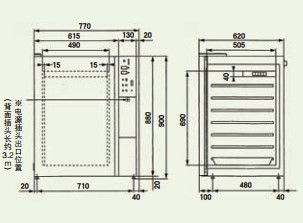 桌面MCO-175手套式二氧化碳培养箱尺寸图